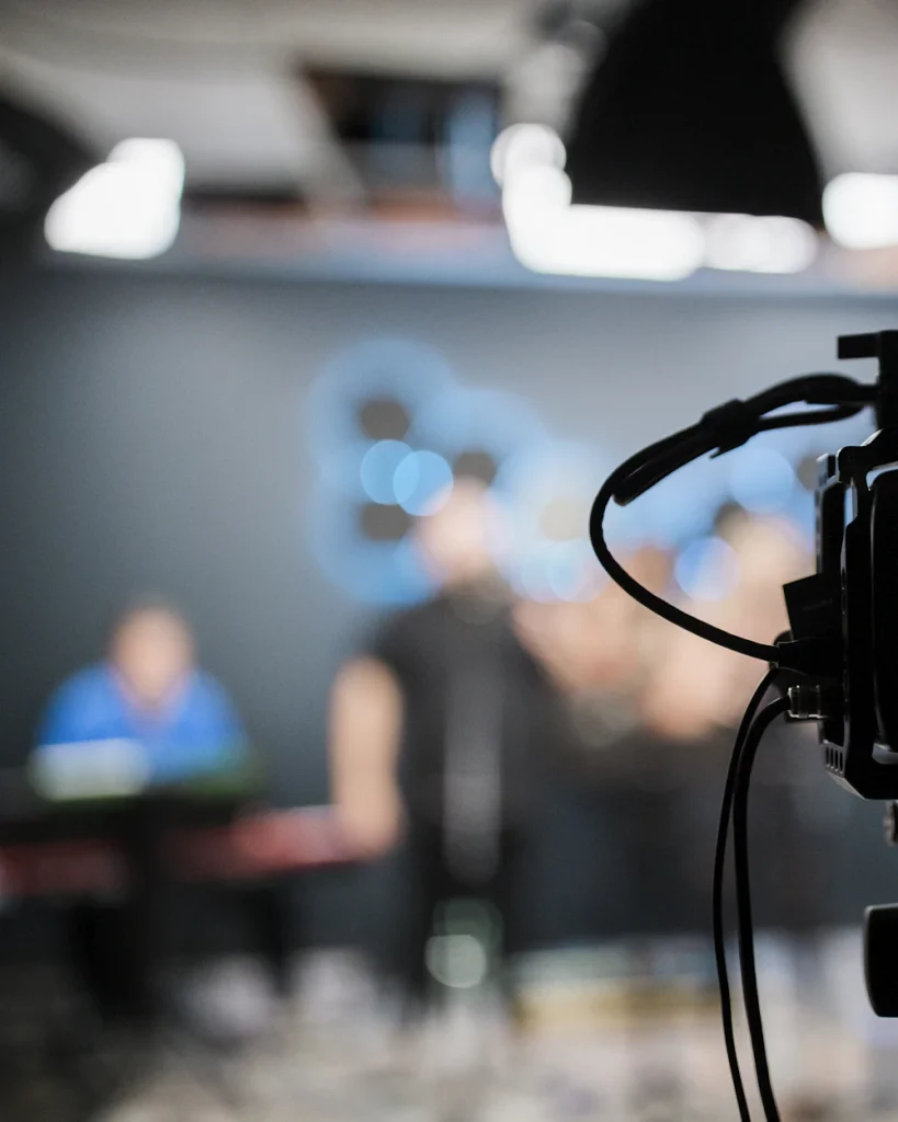 Camera recording a session in the studio