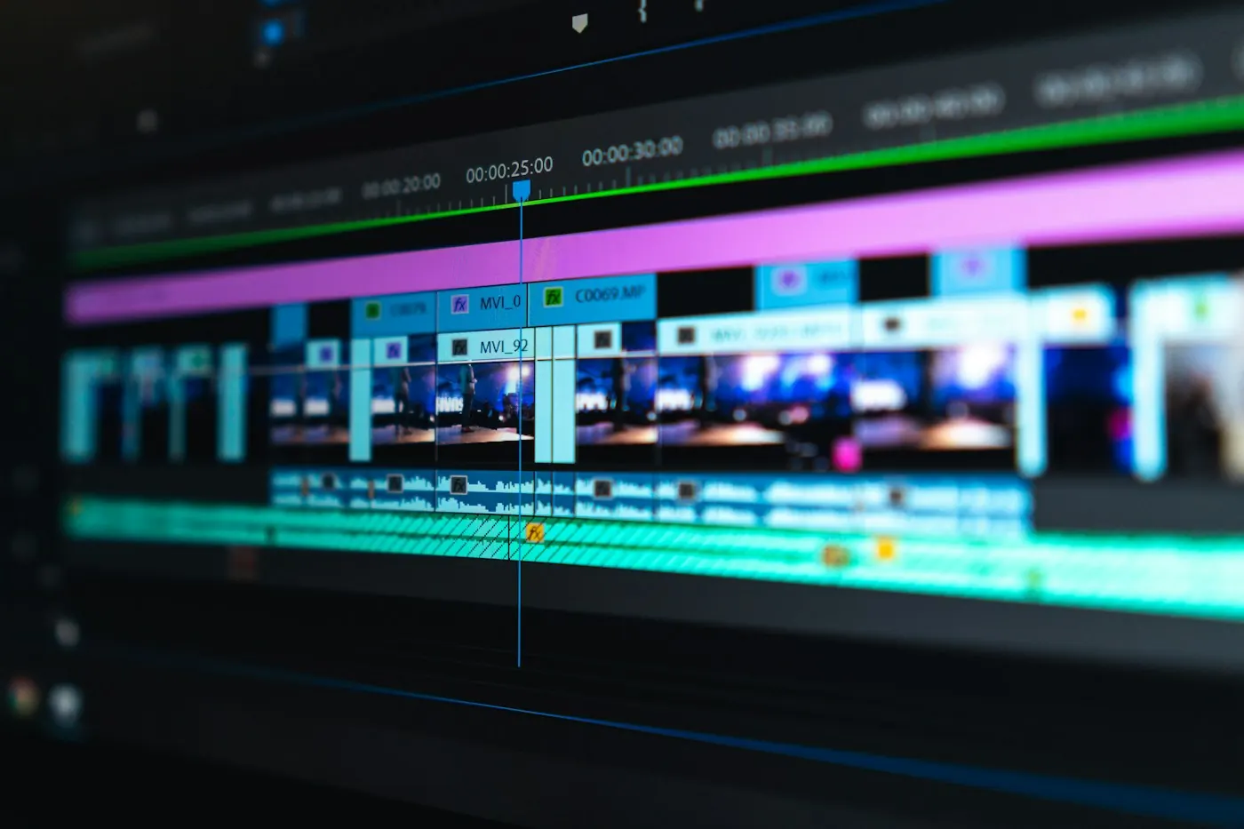 Video edit timeline on a monitor